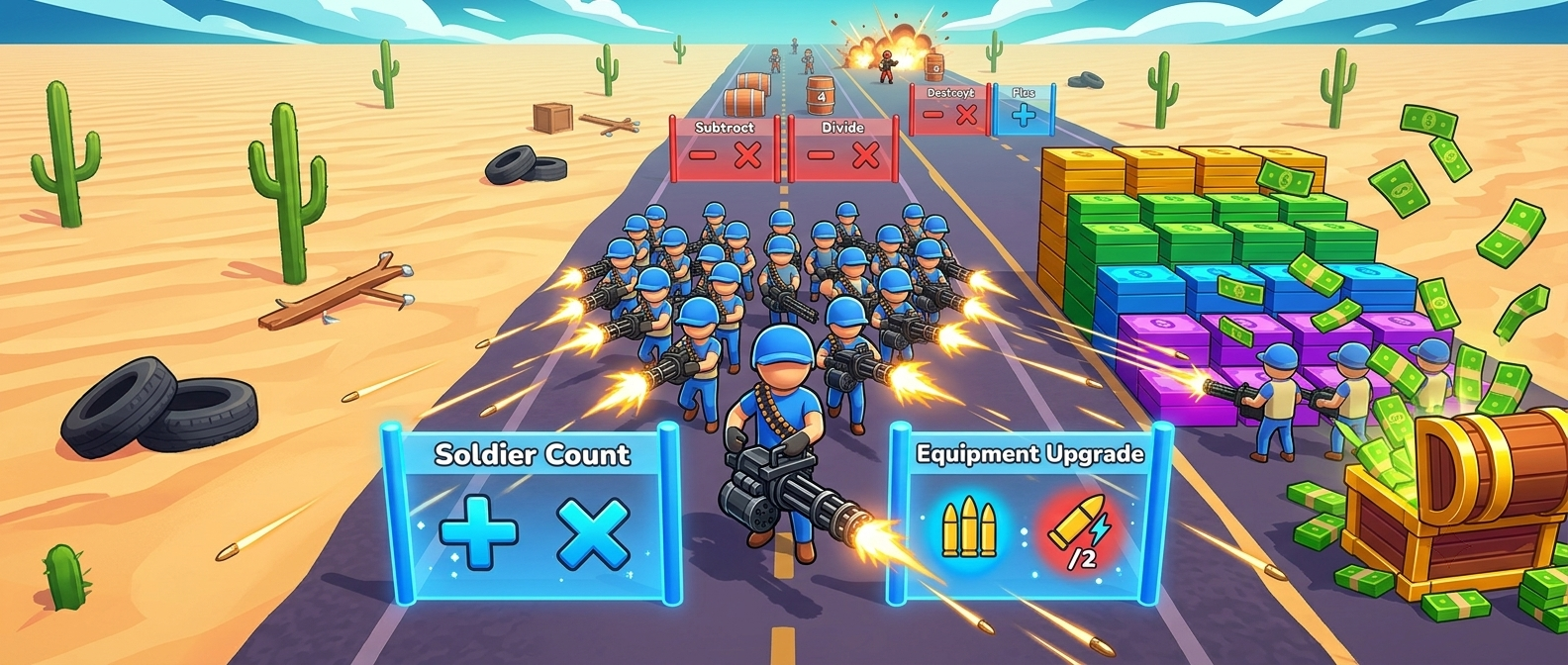 Mini Soldier Run wide squad combat screenshot