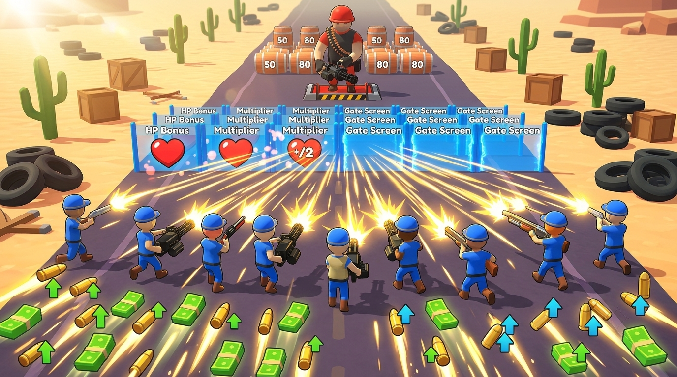 Mini Soldier Run squad firing through upgrade gates