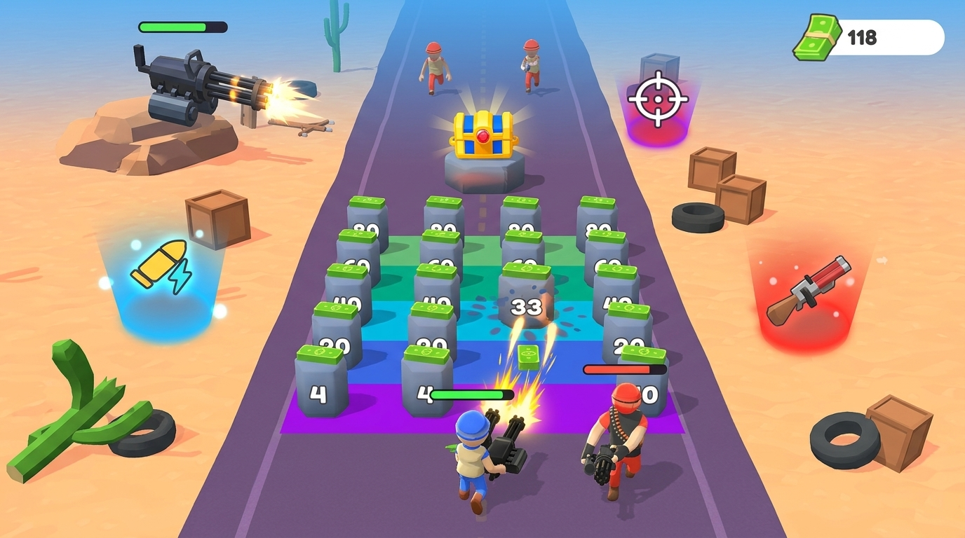 Mini Soldier Run weapon rewards and treasure chest lane